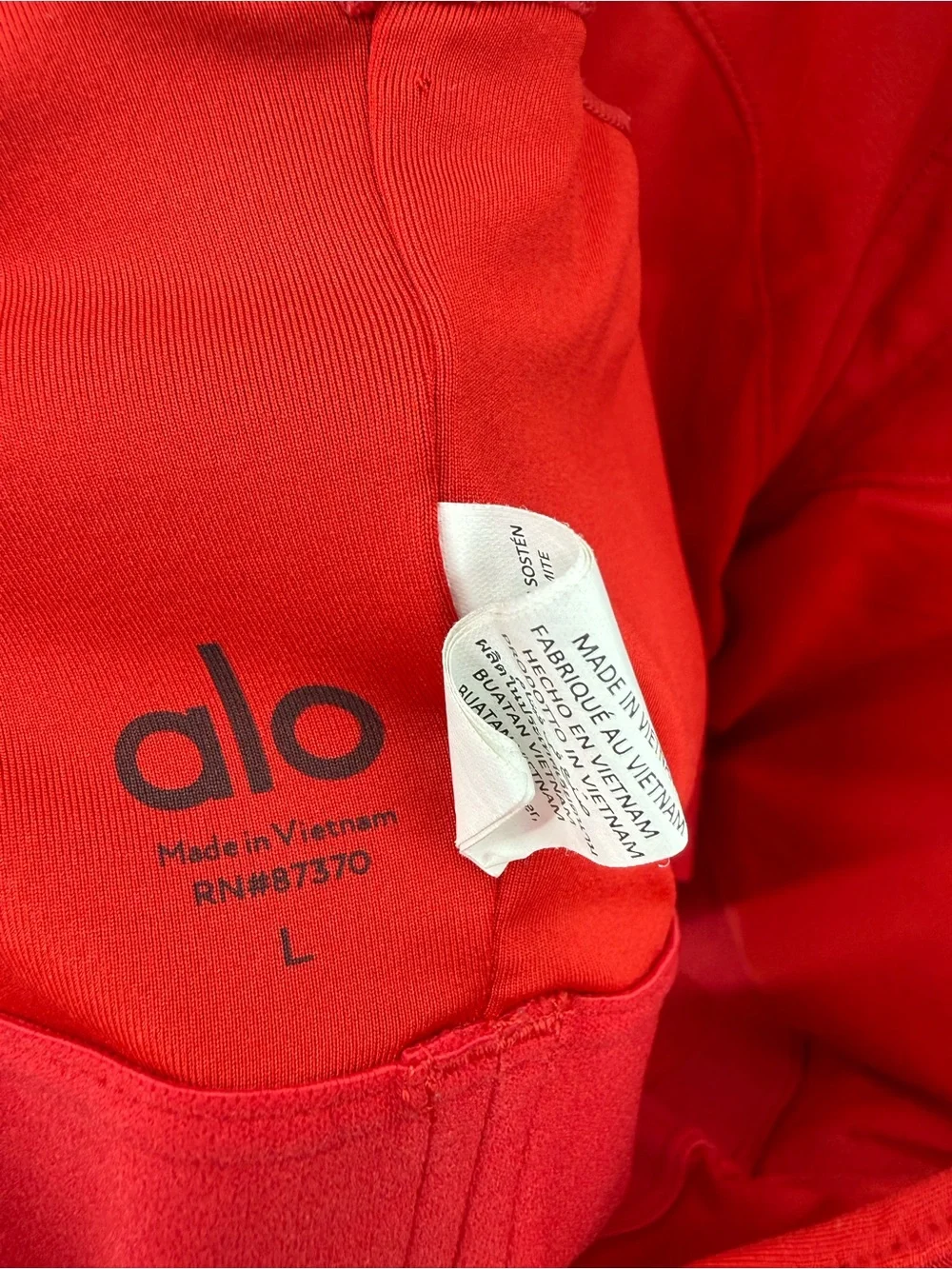 ALO YOGA GODDESS RIB CROPPED DYNAMITE BRA TANK CLASSIC RED LARGE